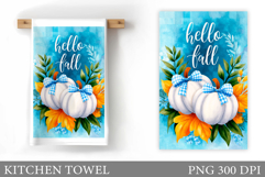 Fall Pumpkin Kitchen Towel. Fall Kitchen Towel Sublimation Product Image 1