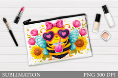 Funny Bee Makeup Bag Design. Cute Bee Cosmetics Bag Product Image 1