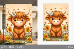 Highland Cow Garden Flag. Cute Cow Garden Flag Design Product Image 1