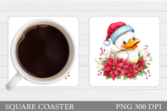 Christmas Duck Coaster. Christmas Coaster Sublimation Product Image 1