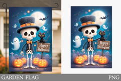 Skeleton Garden Flag Design. Halloween Garden Flag Product Image 1