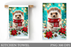 Cute Hedgehog Kitchen Towel. Christmas Kitchen Towel Design Product Image 1