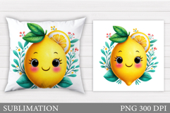 Cute Lemon Pillow Design. Cute Lemon Sublimation Product Image 1