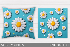 Daisy Flowers Pillow Sublimation. Flowers Sublimation Product Image 1
