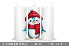 Cute Penguin Tumbler Design. Christmas Tumbler Sublimation Product Image 1