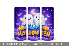 Cute Halloween Pumpkin Tumbler. Cute Ghost Tumbler Design Product Image 1