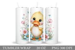 Cute Duck Tumbler Design. Spring Tumbler Sublimation Product Image 1