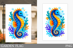Seahorse Garden Flag Design. Sea Garden Flag Sublimation Product Image 1