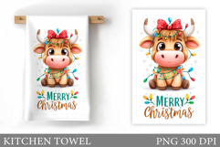 Christmas Cow Kitchen Towel. Christmas Kitchen Towel Design Product Image 1