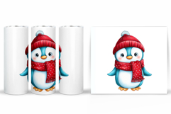 Cute Penguin Tumbler Design. Christmas Tumbler Sublimation Product Image 2