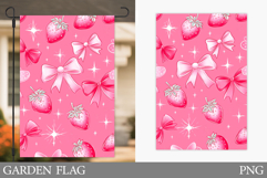 Strawberry Garden Flag Design. Summer Garden Flag Product Image 1