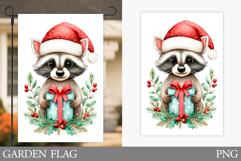Christmas Raccoon Garden Flag. Christmas Garden Flag Design Product Image 1