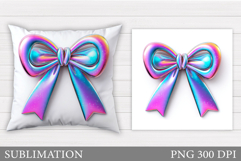 Iridescent Bow Pillow Design. Iridescent Bow Sublimation Product Image 1