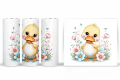 Cute Duck Tumbler Design. Spring Tumbler Sublimation Product Image 2