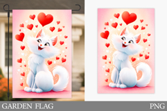 Valentines Cat Garden Flag. Valentines Garden Flag Design Product Image 1