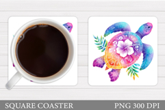 Sea Turtle Coaster Design. Turtle Coaster Sublimation Product Image 1