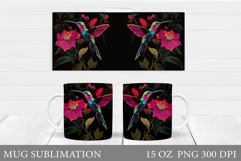 Hummingbird Mug Design. Flowers Mug Sublimation Product Image 1