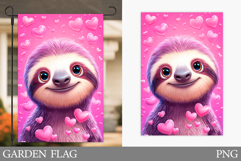 Valentines Sloth Garden Flag. Valentines Garden Flag Design Product Image 1