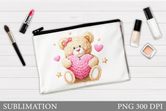 Valentines Bear Cosmetics Bag. Valentines Makeup Bag Design Product Image 1