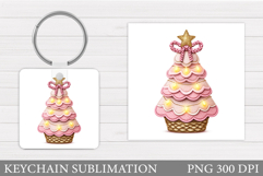 Christmas Tree Keychain. Christmas Keychain Sublimation Product Image 1
