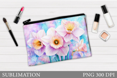 Floral Makeup Bag. Flowers Makeup Pouch Sublimation Product Image 1