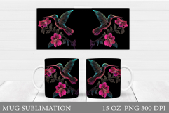 Hummingbird Mug Design. Flowers Mug Sublimation Product Image 1