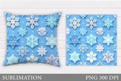 Snowflakes Pillow Design. Christmas Pillow Sublimation Product Image 1