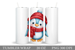 Cute Penguin Tumbler Design. Christmas Tumbler Sublimation Product Image 1