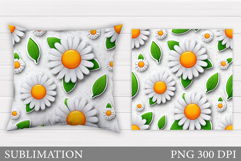 Daisy Flowers Pillow Sublimation. Flowers Sublimation Product Image 1