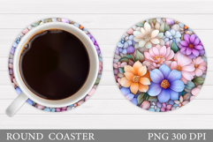 Wildflowers Coaster Design. Flowers Coaster Sublimation Product Image 1