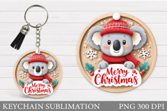 Christmas Koala Keychain. Christmas Keychain Sublimation Product Image 1