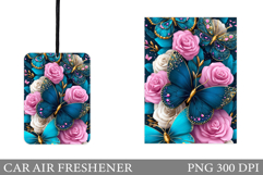 Butterflies Car Air Freshener. Butterflies Sublimation Product Image 1