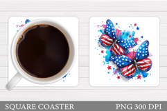 Patriotic Butterflies Coaster. Patriotic Coaster Design Product Image 1