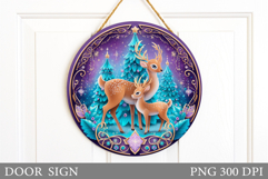 Christmas Deer Door Sign. Christmas Door Sign Sublimation Product Image 1