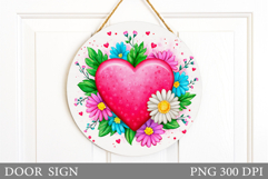 Heart Door Sign Sublimation. Valentines Door Sign Design Product Image 1