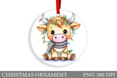 Cute Cow Christmas Ornament. Christmas Ornament Sublimation Product Image 1