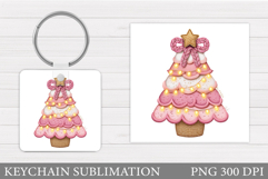 Christmas Tree Keychain. Christmas Round Keychain Design Product Image 1
