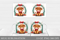 Christmas Cow Mug Design. Christmas Mug Sublimation Product Image 1