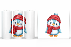 Cute Penguin Tumbler Design. Christmas Tumbler Sublimation Product Image 2