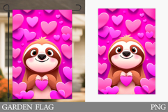 Valentines Sloth Garden Flag. Valentines Garden Flag Design Product Image 1