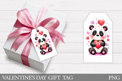 Valentines Panda Gift Tag. Valentine Gift Tag Printable Product Image 1