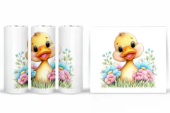 Cute Duck Tumbler Design. Spring Tumbler Sublimation Product Image 2