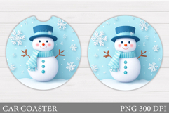 Cute Snowman Car Coaster. Christmas Car Coaster Sublimation Product Image 1