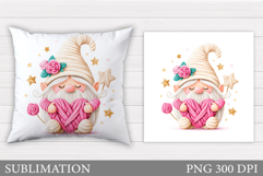 Valentines Gnome Pillow. Valentines Pillow Sublimation Product Image 1
