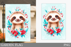 Christmas Sloth Garden Flag. Christmas Garden Flag Design Product Image 1