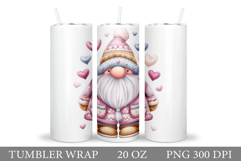 Valentines Gnome Tumbler. Valentines Tumbler Sublimation Product Image 1