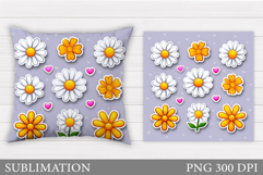 Daisy Flowers Pillow Sublimation. Flowers Pillow Design Product Image 1