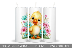 Cute Duck Tumbler Design. Spring Tumbler Sublimation Product Image 1