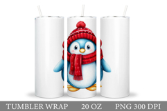 Cute Penguin Tumbler Design. Christmas Tumbler Sublimation Product Image 1