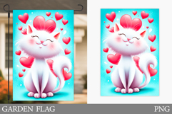 Valentines Cat Garden Flag. Valentines Garden Flag Design Product Image 1